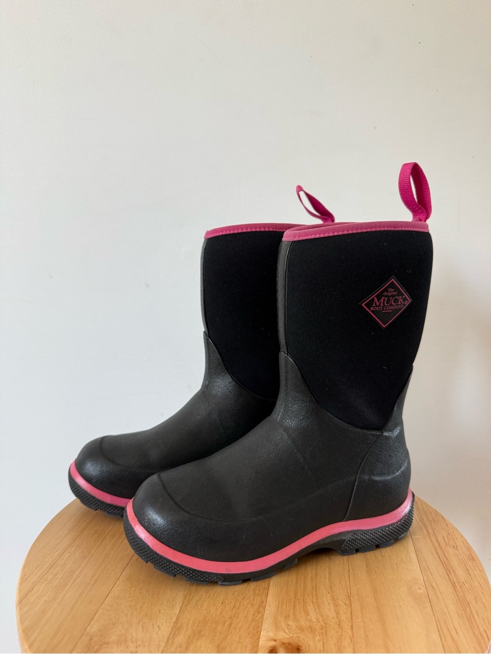 The Original Muck Boot Co. Kids' Black and Pink Waterproof Boots Element Rubber